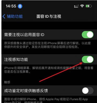 扬州苹果14维修网点分享iPhone14注视感知功能有什么用 